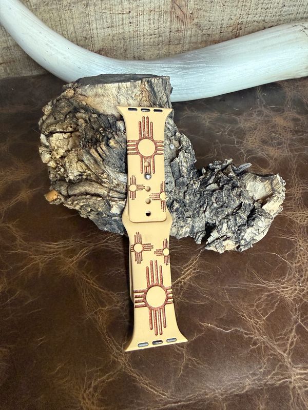38-41 Tan Band Copper Zia Engraved Silicone iwatch Band