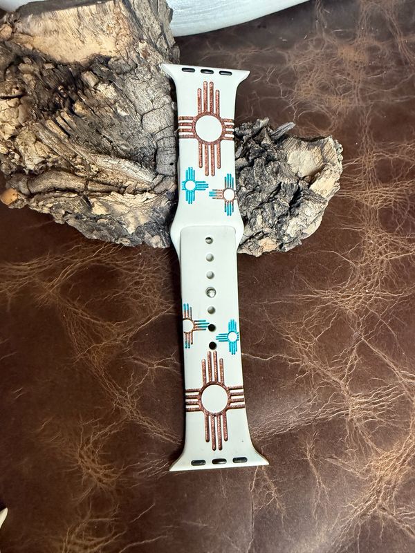 42-45 Bone Band Copper Patina Zia Engraved Silicone iwatch Band