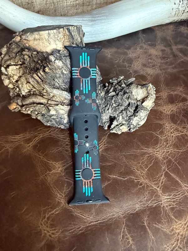 42-45 Black Band Patina Engraved Silicone iwatch Band