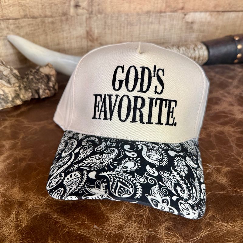 God’s Favorite Embroidered Hat Black Paisley