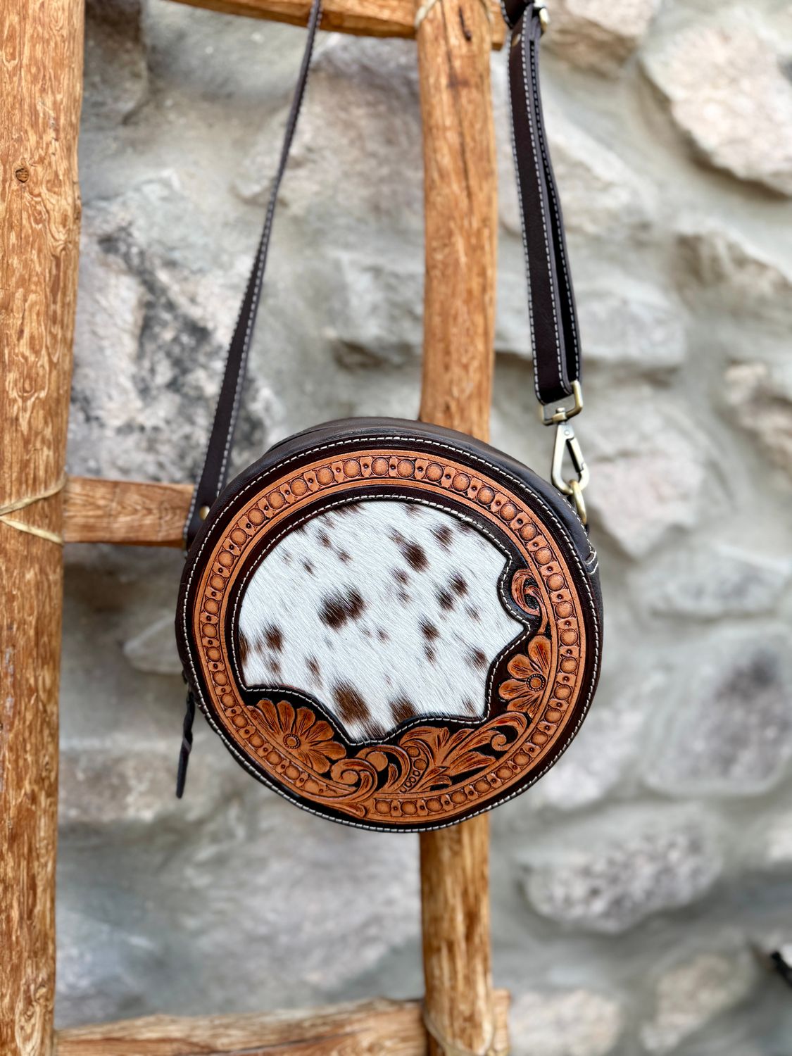 Canteen Style Leather Cowhide Crossbody