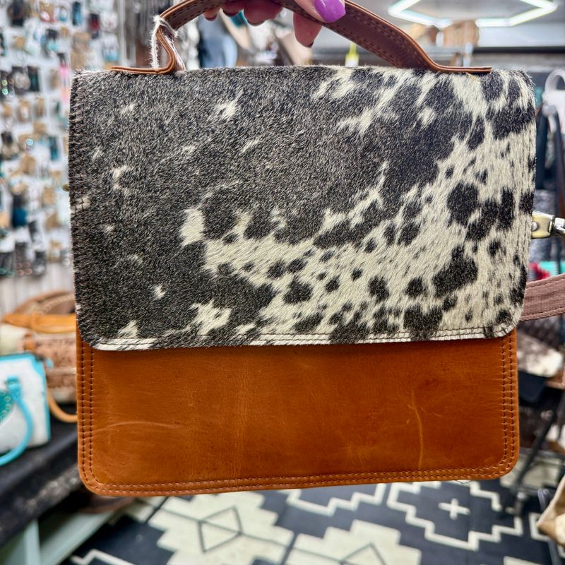 Simple Cowhide Leather Crossbody
