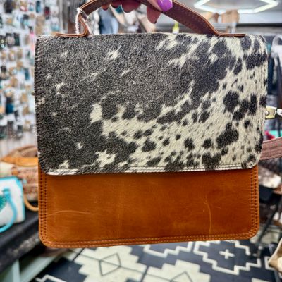 Simple Cowhide Leather Crossbody