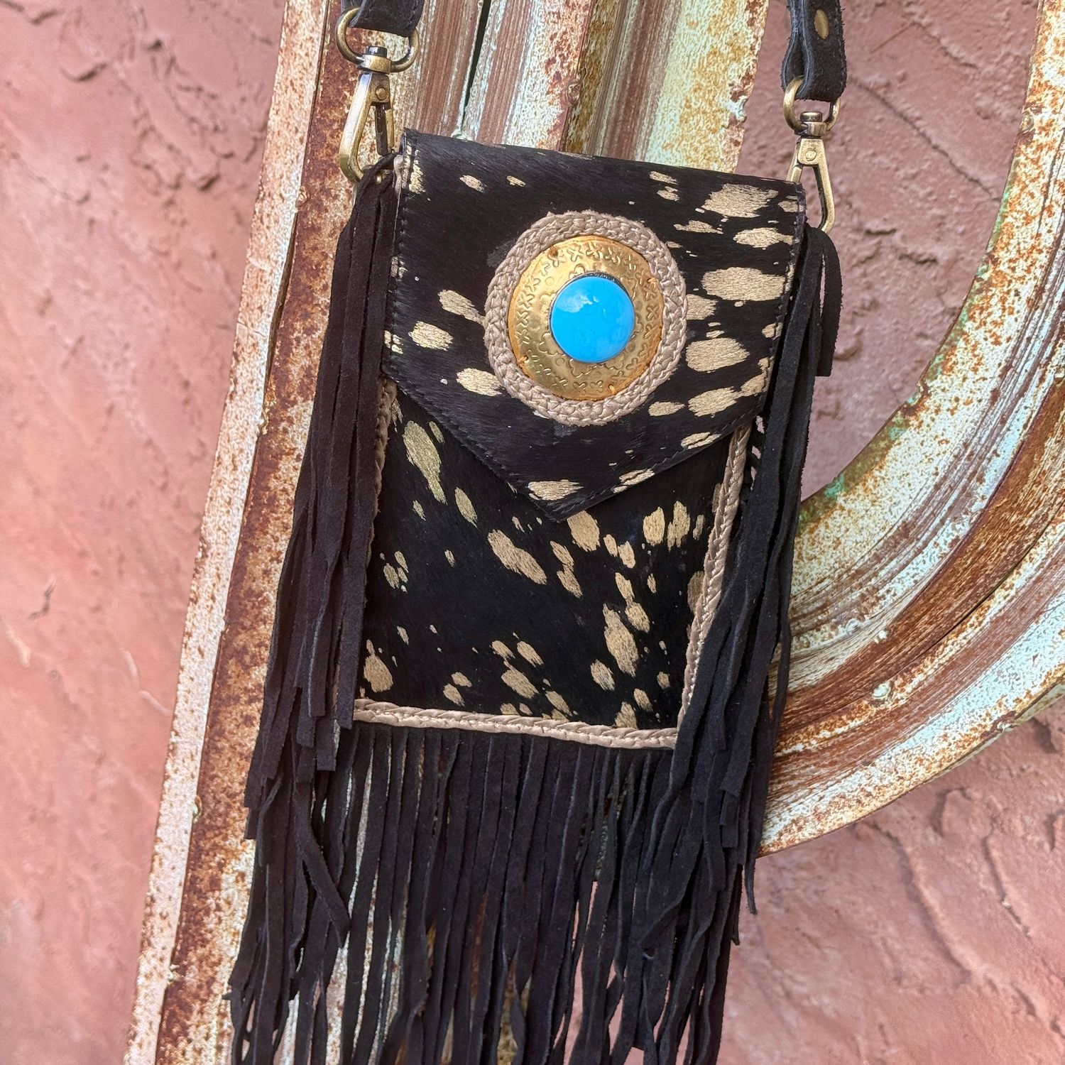 Cowhide Fringe Phone Crossbody