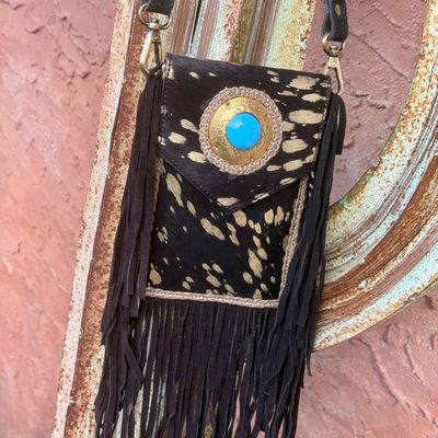 Cowhide Fringe Phone Crossbody