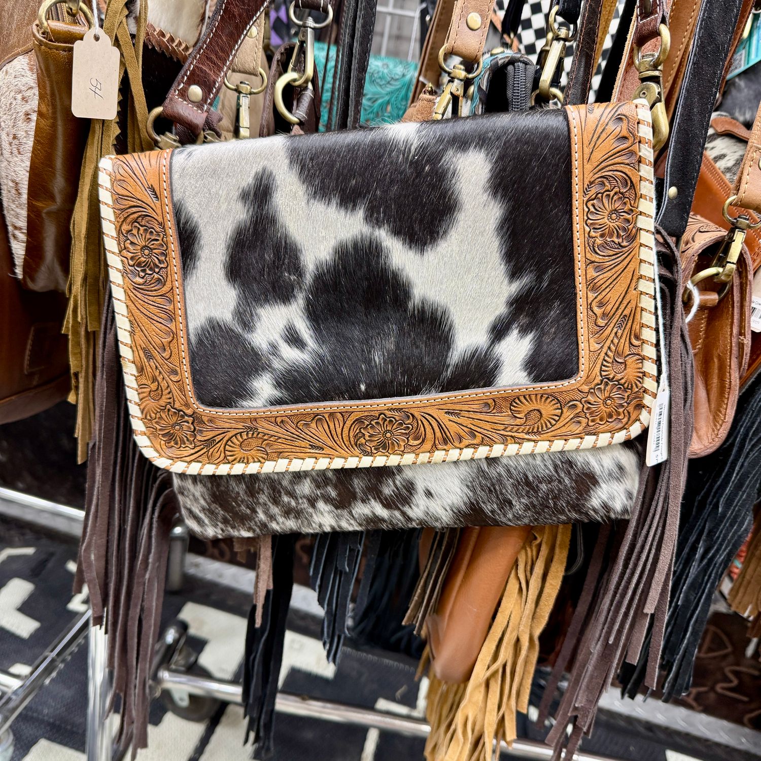 Western Cowhide Fringe Crossbody