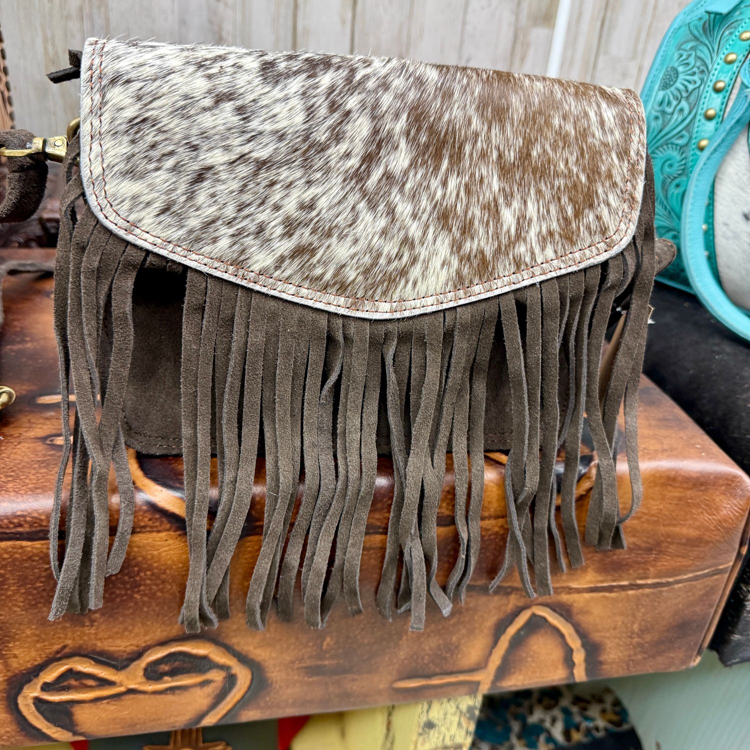 Cowhide Fringe Western Bag