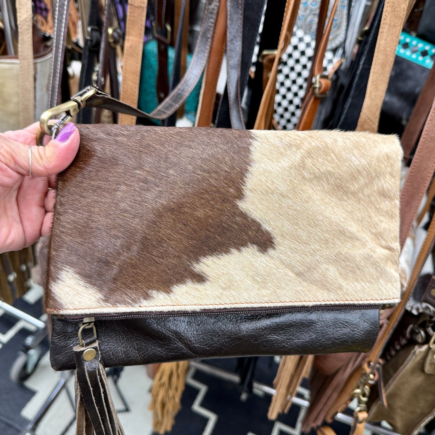 Cowhide Flap Crossbody