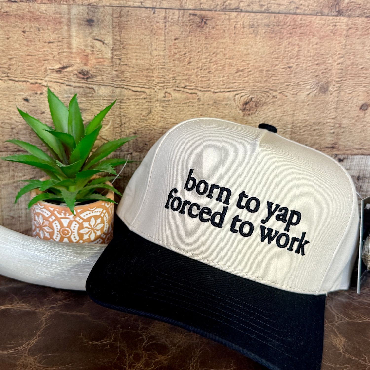 Born To Yap Forced To Work Embroidered Trucker Hat