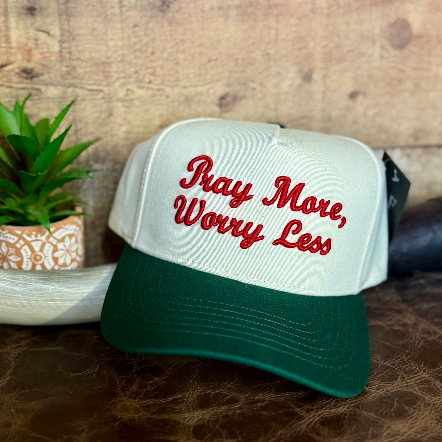 Pray More Worry Less Embroidered Trucker Hat