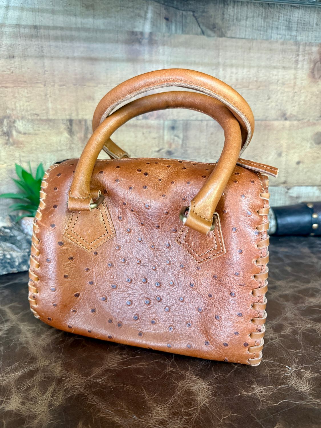 Small Ostrich Speedy Bag