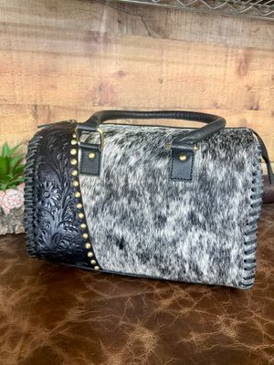 Cowhide Medium Speedy Handbag with Black Tooled Accent