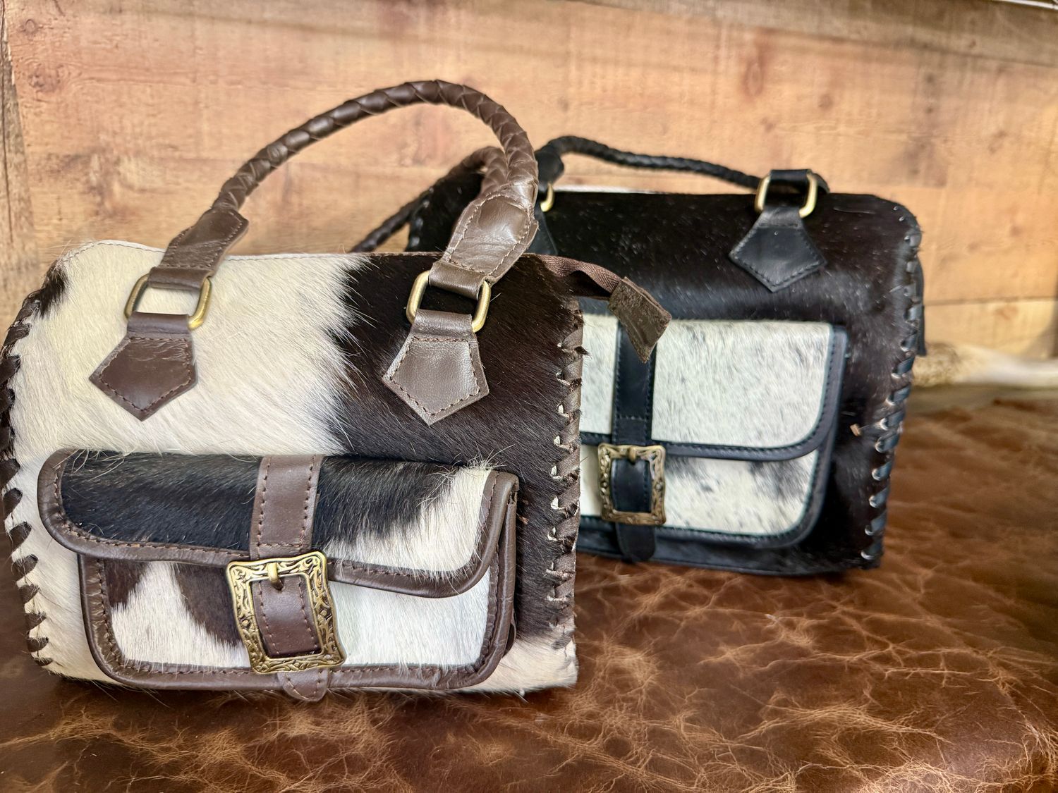 Small Speedy Cowhide Handbag with Front Pocket