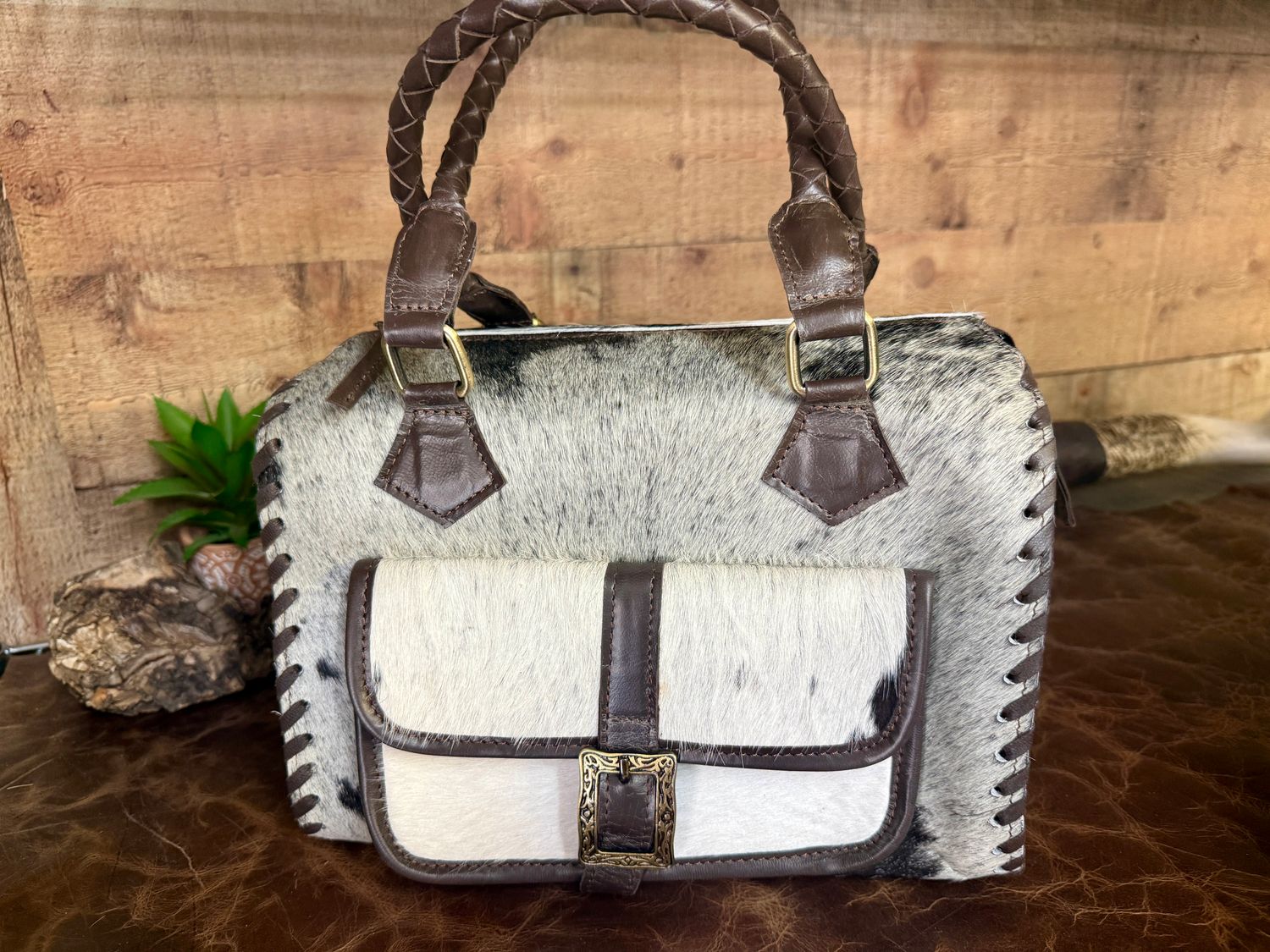 Brown Cowhide Medium Speedy Western Handbag