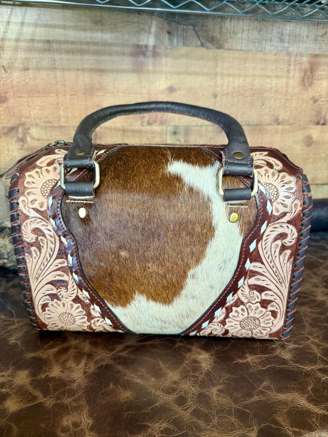 Cowhide Tooled Medium Speedy Bag