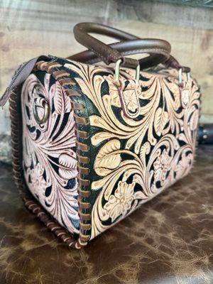 Medium Black Tooled Leather Speedy Western Handbag