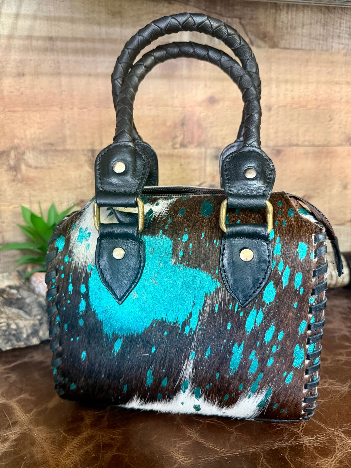 Turquoise Wash Cowhide Small Speedy Handbag