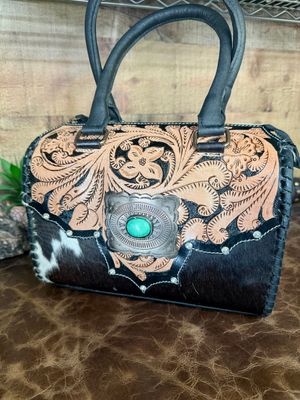 Tooled Leather Buckle Cowhide Medium Speedy Bag