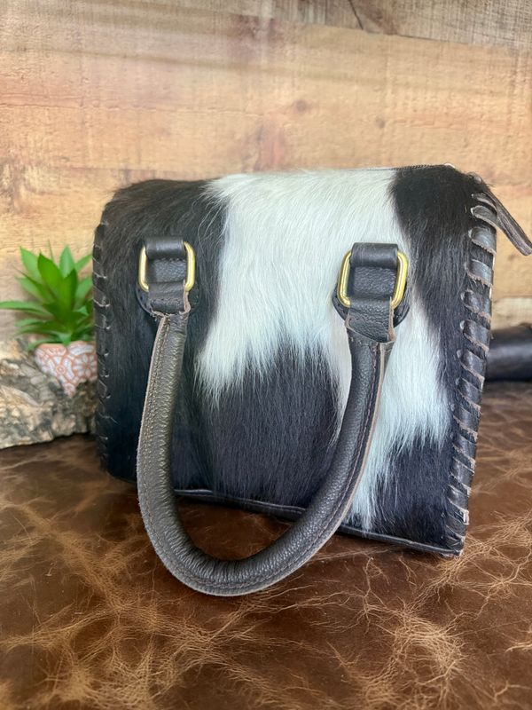 Black White Cowhide Small Western Speedy Bag