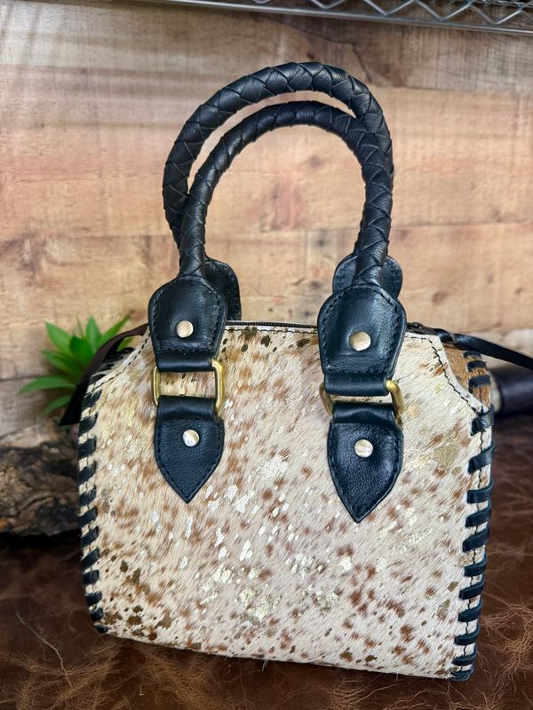 Acid Wash Cowhide Small Speedy Handbag