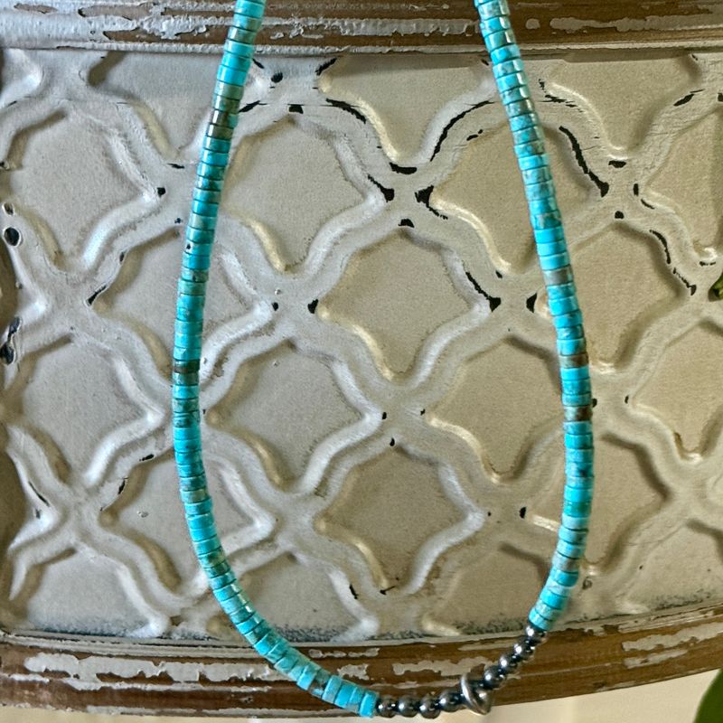 Variscite Turquoise Choker with Sterling Pearls