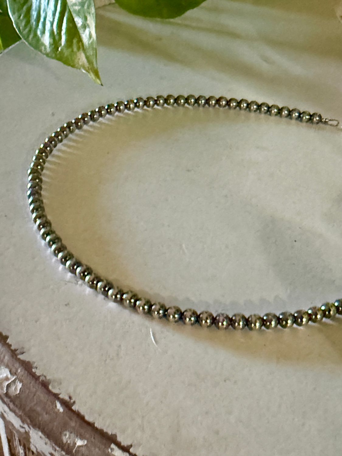 14" 4mm Sterling Silver Pearls Necklace