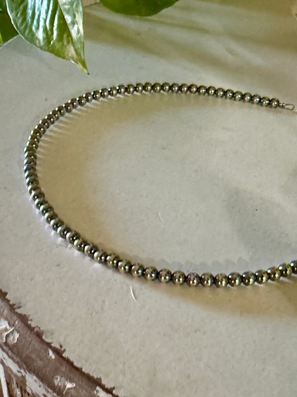 14" 4mm Sterling Silver Pearls Necklace
