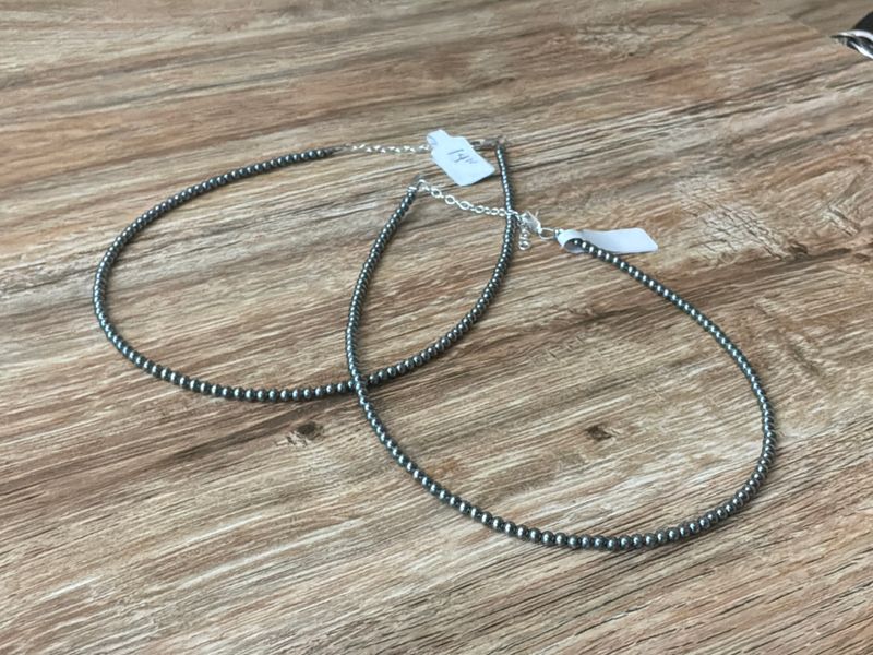 14" 3mm Sterling Silver Pearls Necklace