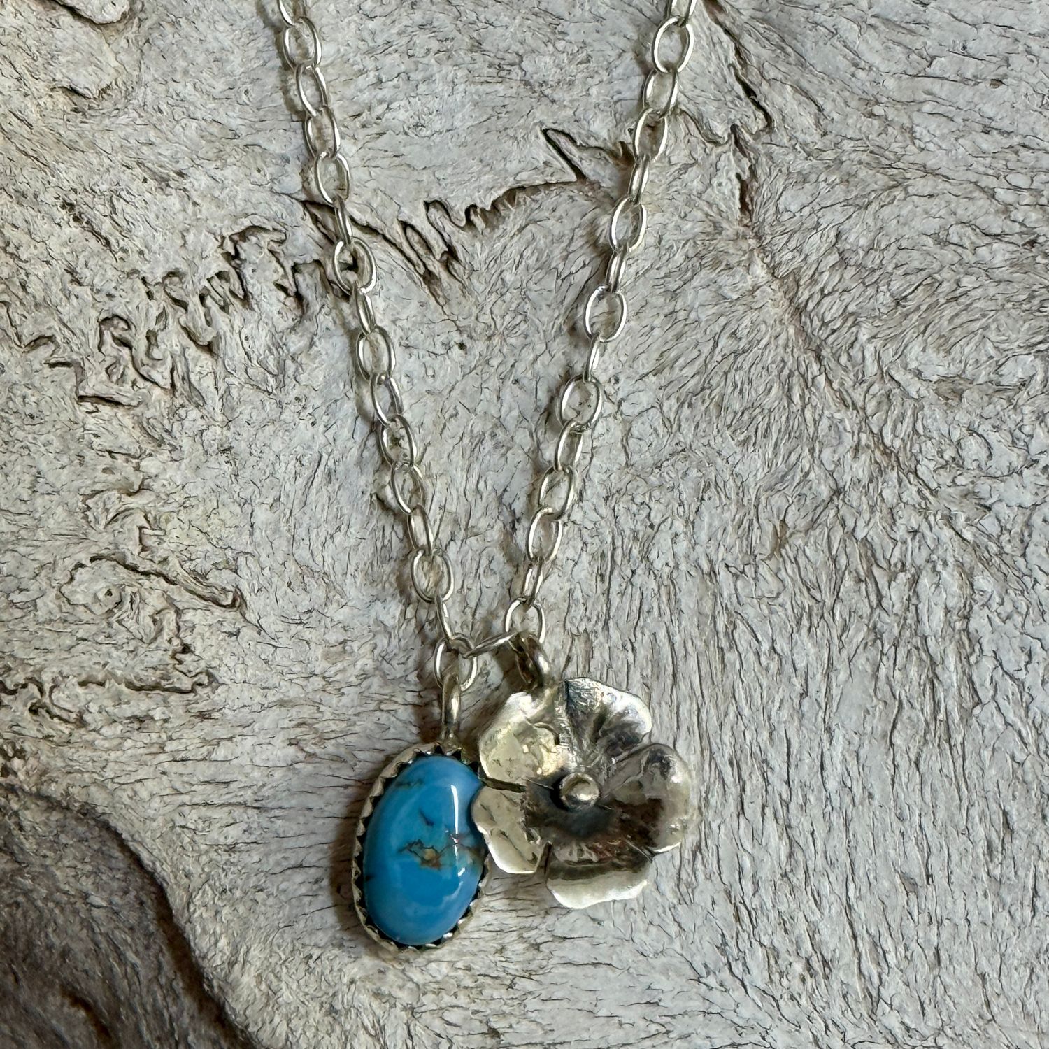 Turquoise Teardrop Flower Necklace