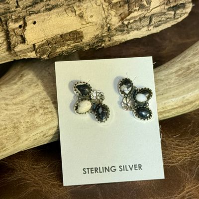 White Buffalo Half Cluster Earrings
