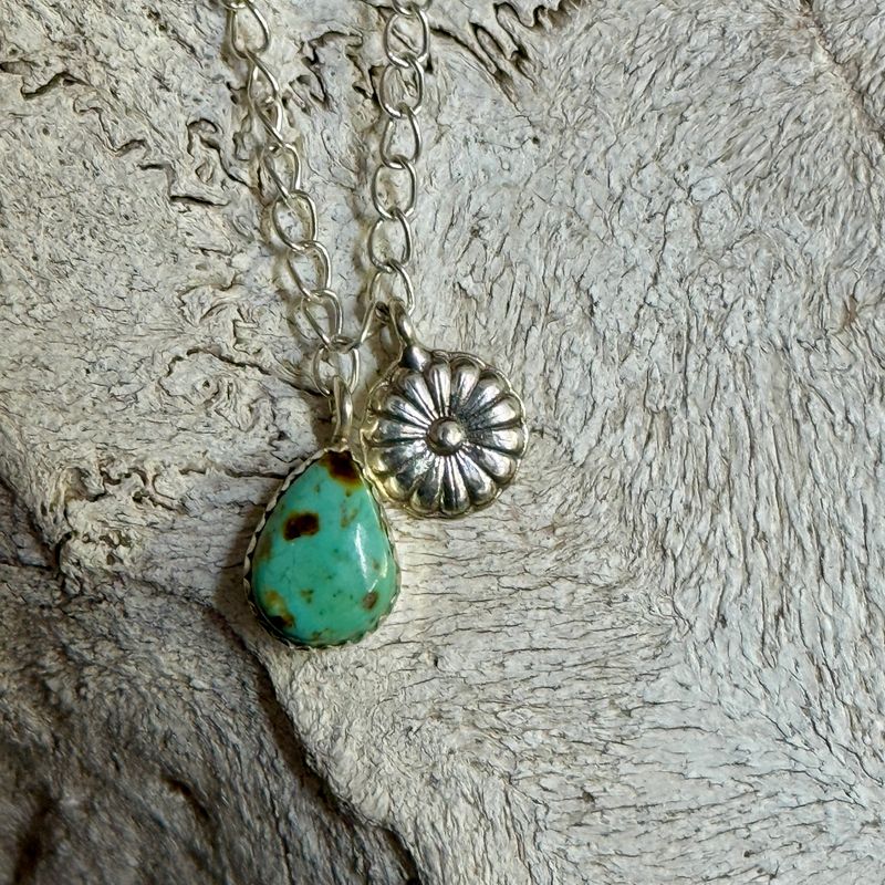 Turquoise Teardrop Charm Necklace