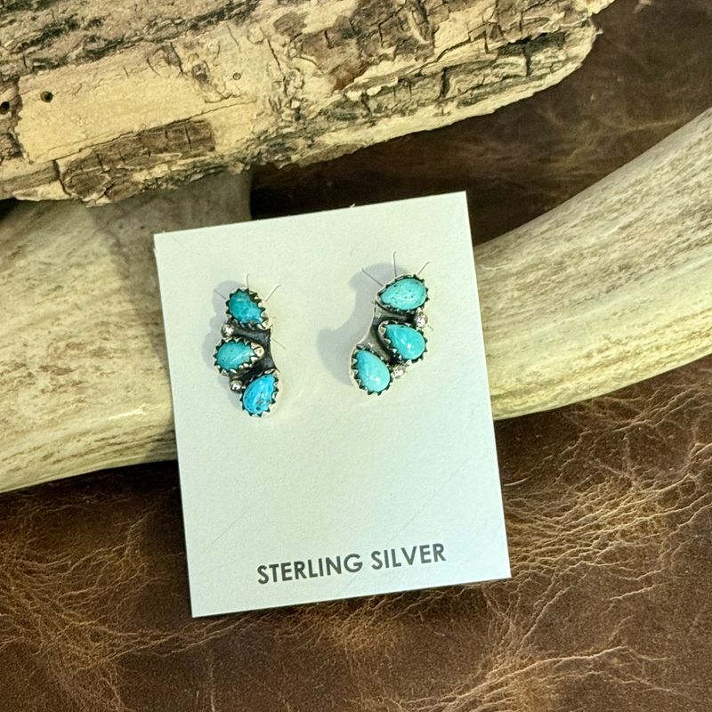 Turquoise Small Half Cluster Earrings