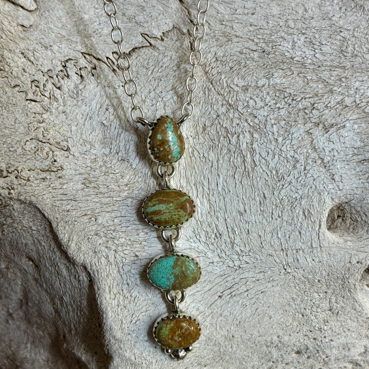 Green Turquoise Stone Drop Necklace