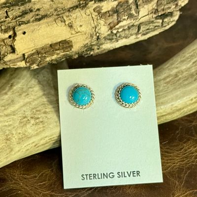 Round Turquoise Post Earrings