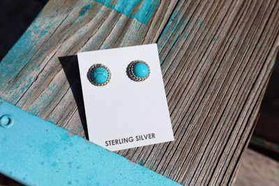 Round Turquoise Post Earrings