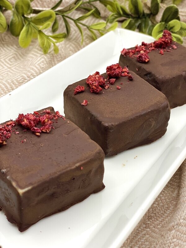 Raspberry hazelnut fudge