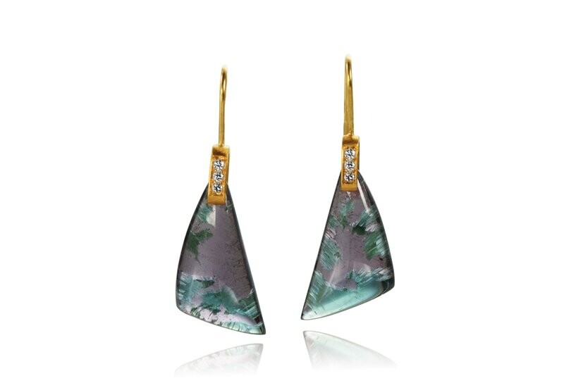 Blue Triangle Tourmaline With Diamonds