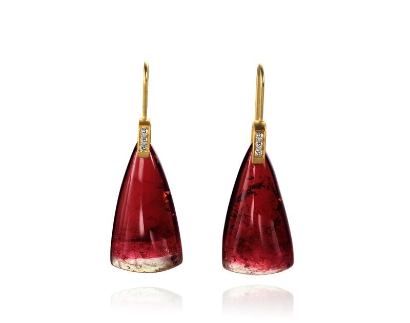 Red Triangle Tourmaline With Diamonds