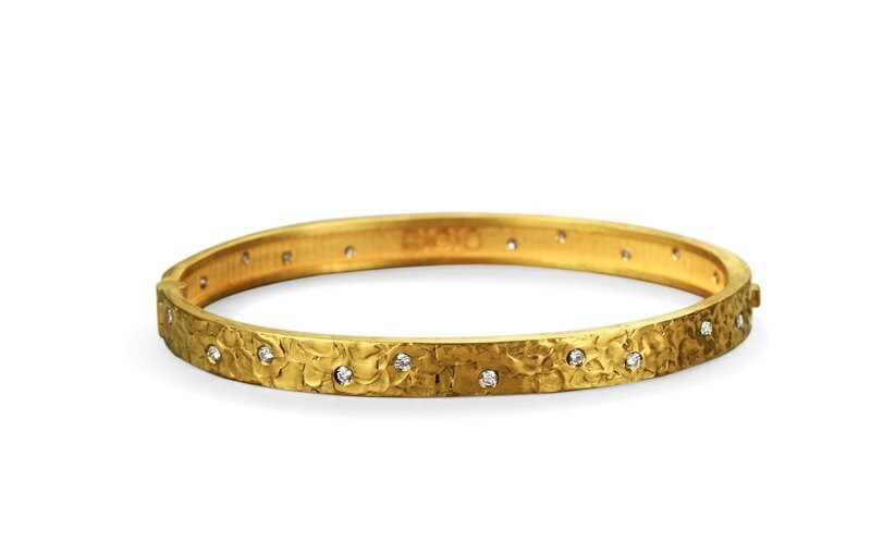 Rachel Hinged Bangle with Diamonds