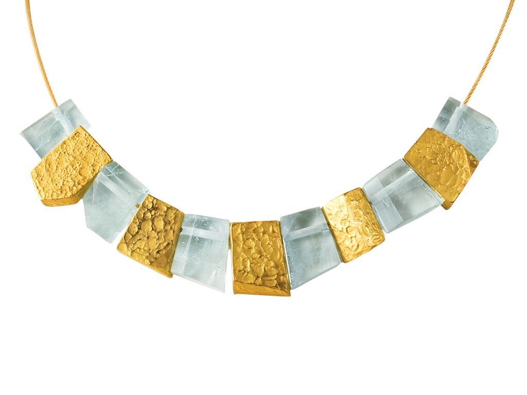 Aquamarine and Gold Beads