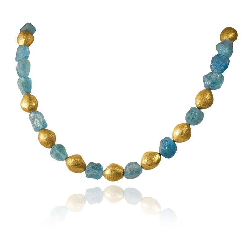 Apatite and gold beads