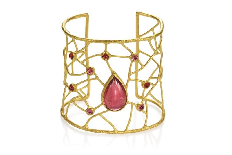 Garnet and Tourmaline Cuff