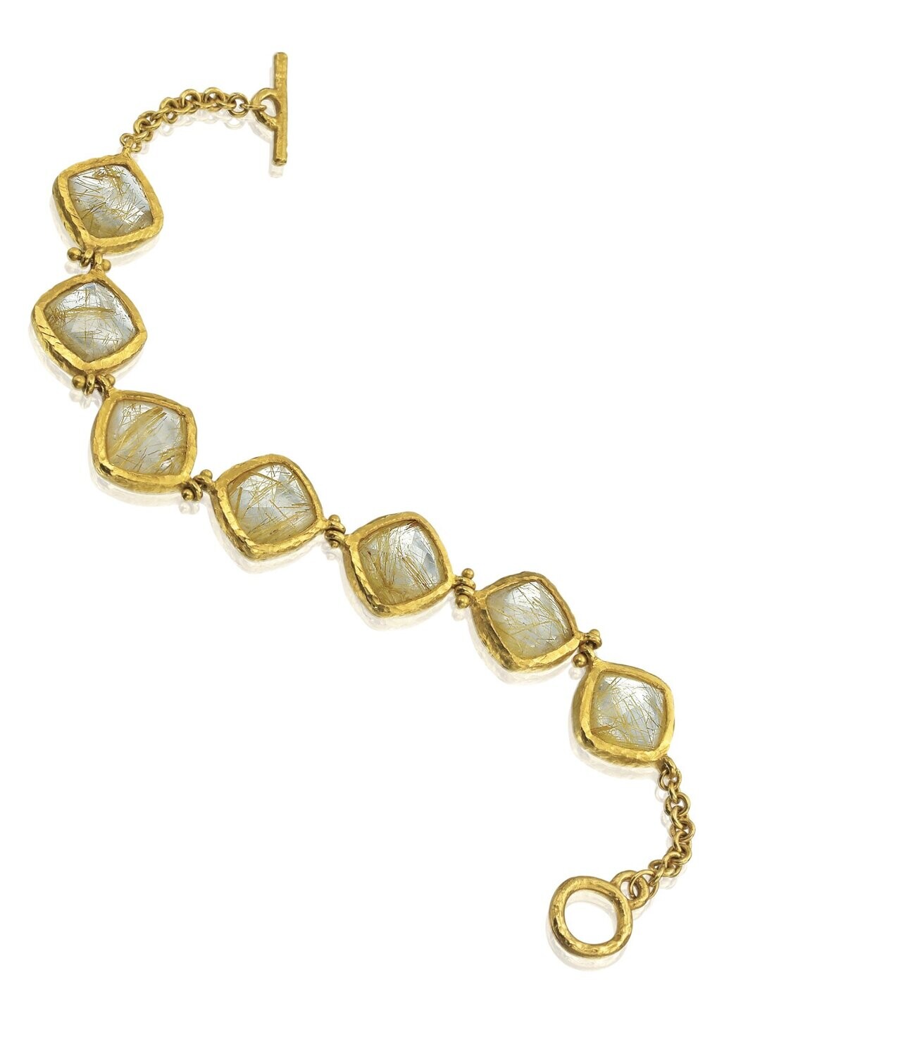 Rutilated Quartz Squares Hinged Bracelet