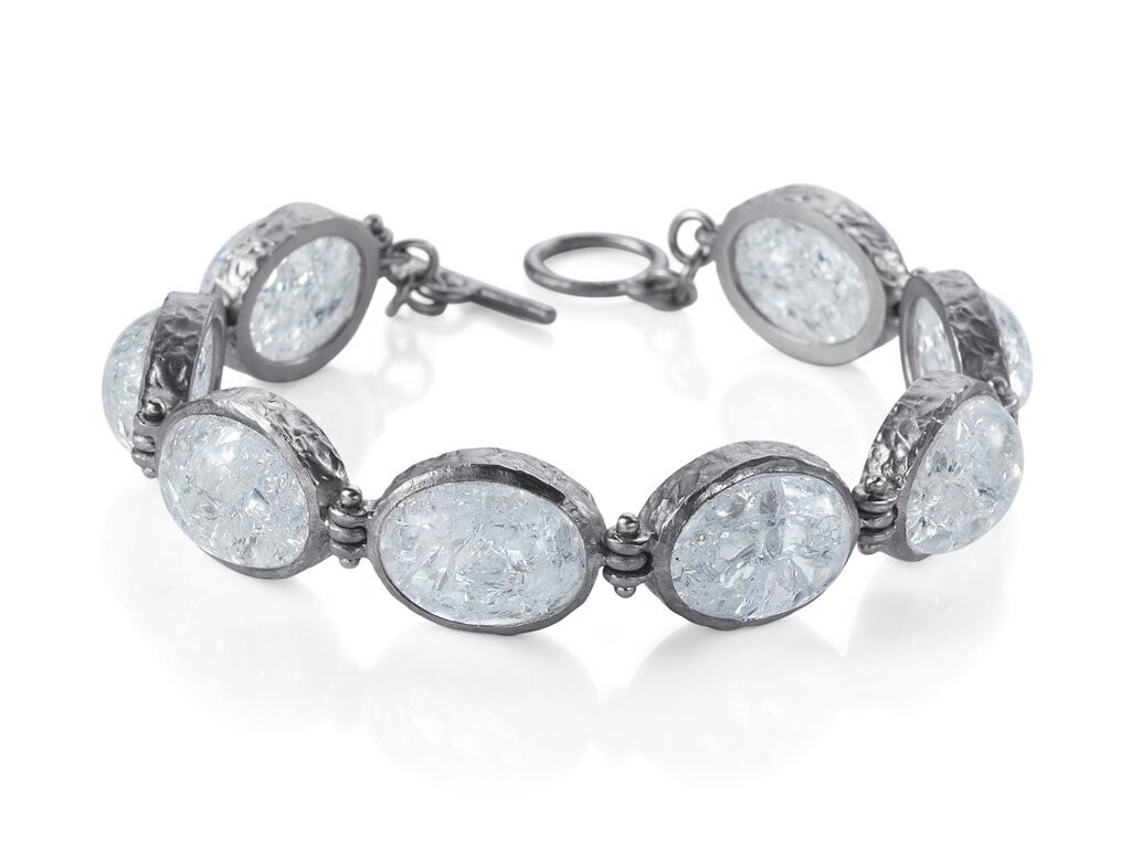 Exploded Quartz Ovals Hinged Bracelet