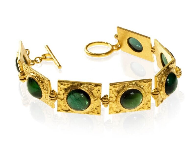 Green Tourmaline Hinged Bracelet
