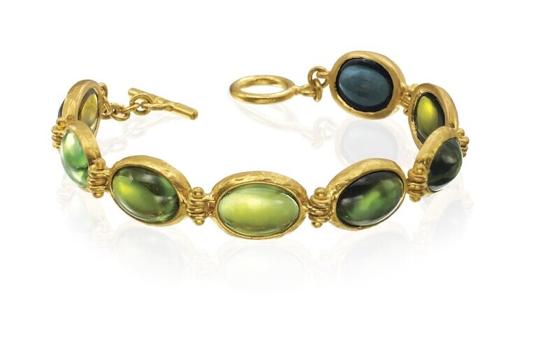 Green Tourmaline Hinged Bracelet