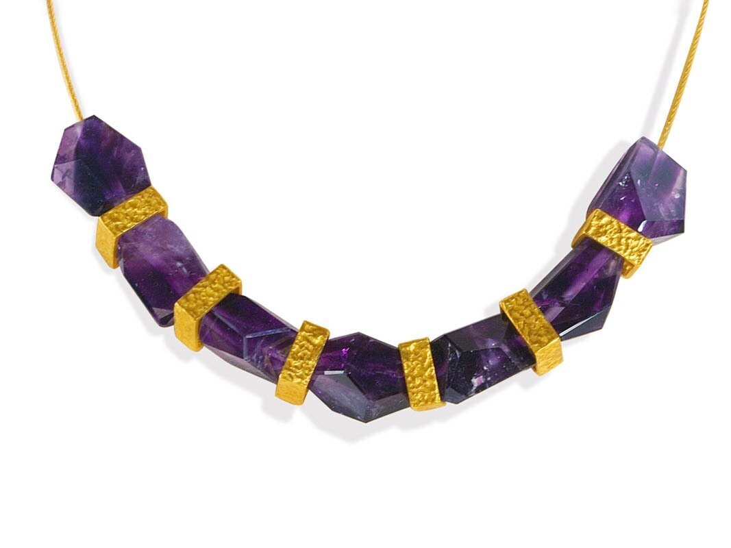 Amethyst Beads and Gold Beads