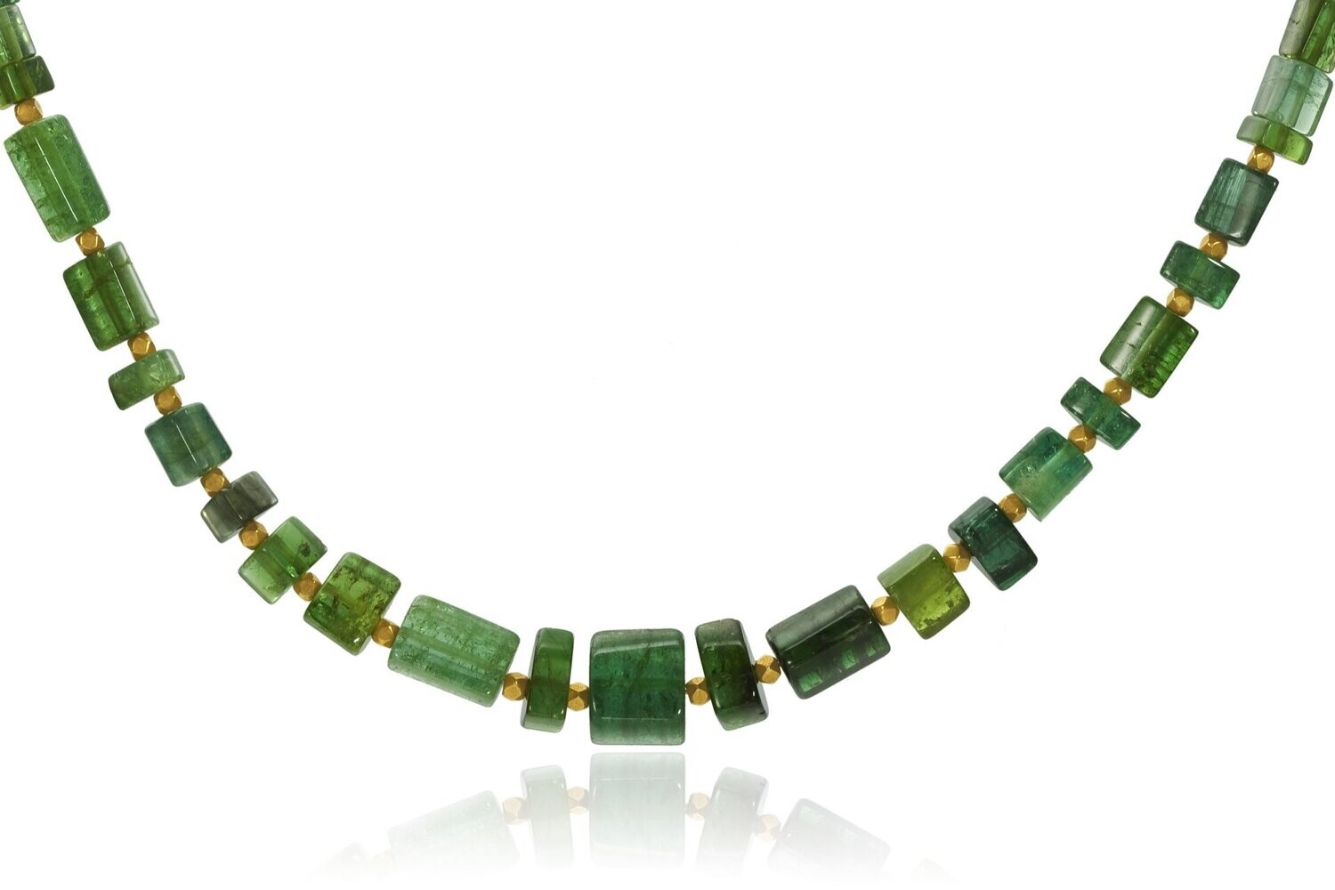 African Green Tourmaline Beads and Gold