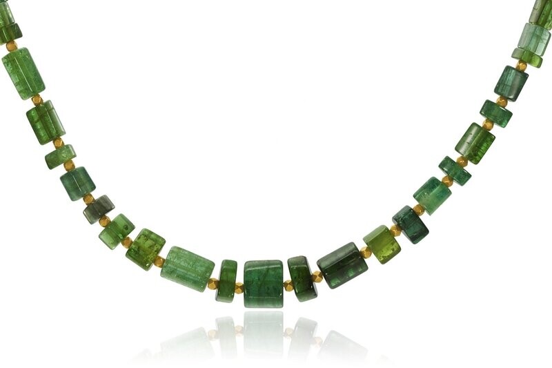 African Green Tourmaline Beads and Gold