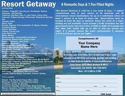 Full Color Electronic 8 Day Vacation Certificate
